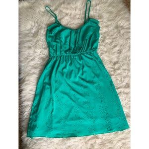 Teal die cut floral dress